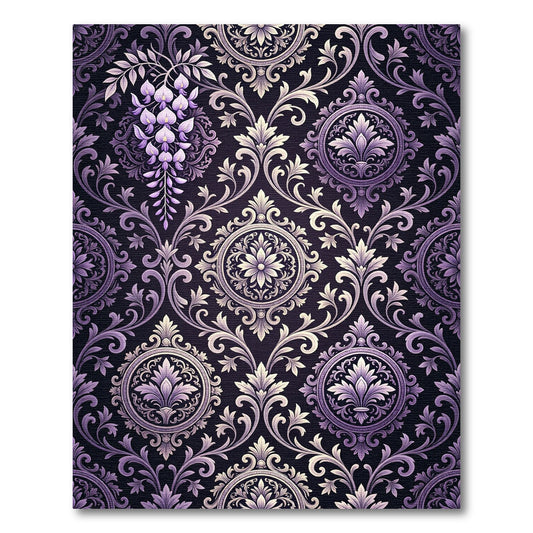 Regal Purple Floral Damask Rug