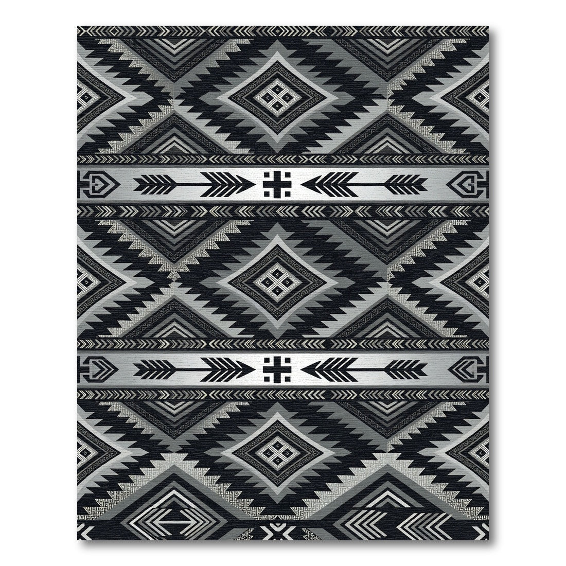 Modern Monochrome Geometric Tribal Diamond Rug