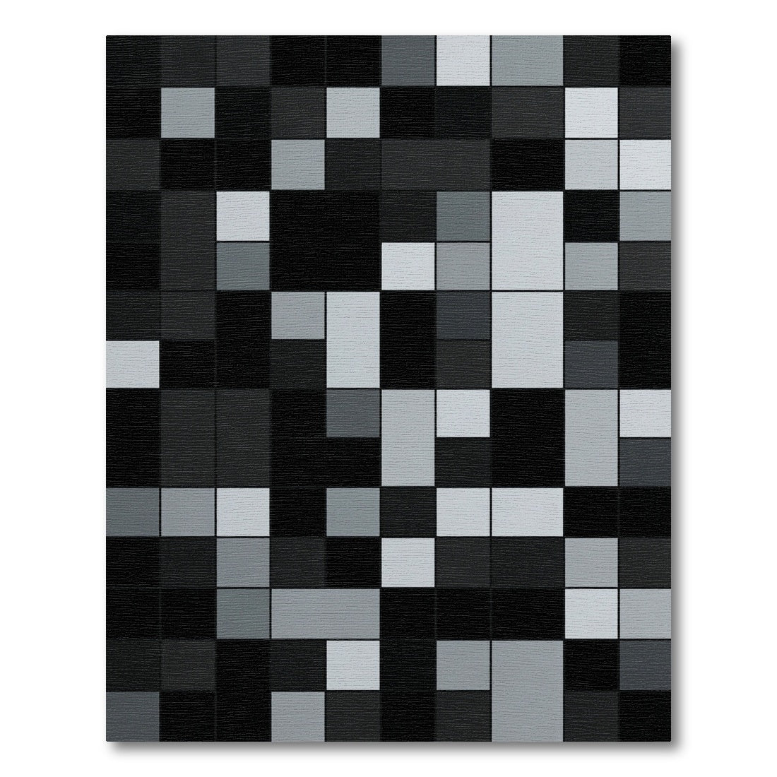 Modern Minimalist Monochrome Geometric Grid Rug