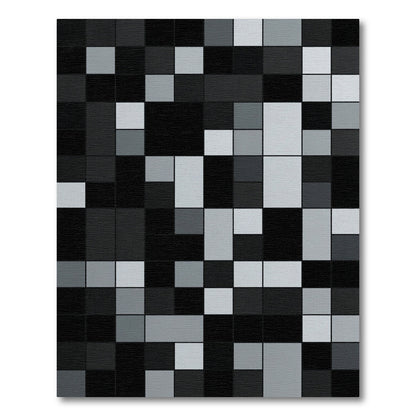 Modern Minimalist Monochrome Geometric Grid Rug