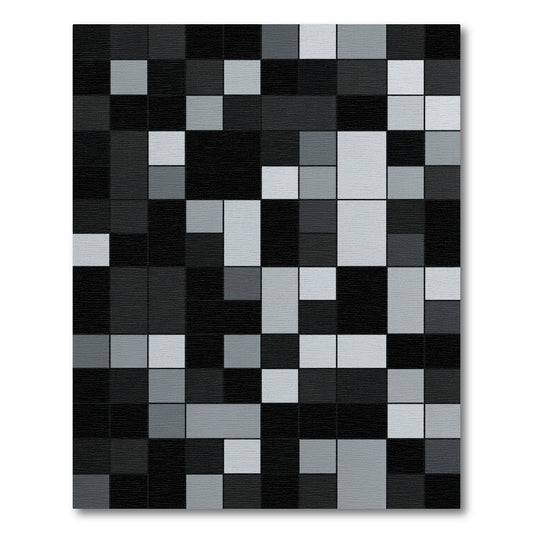Modern Minimalist Monochrome Geometric Grid Rug