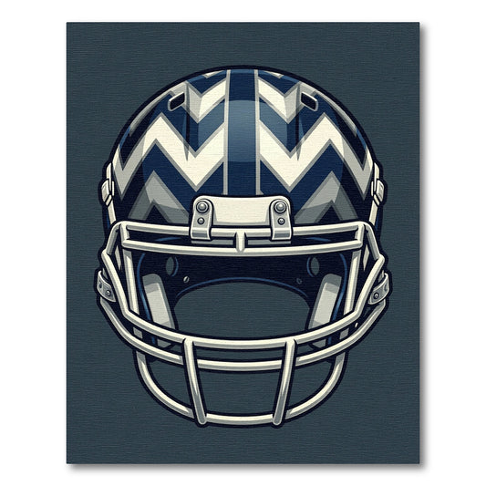 Navy White Zigzag Helmet Graphic Rug