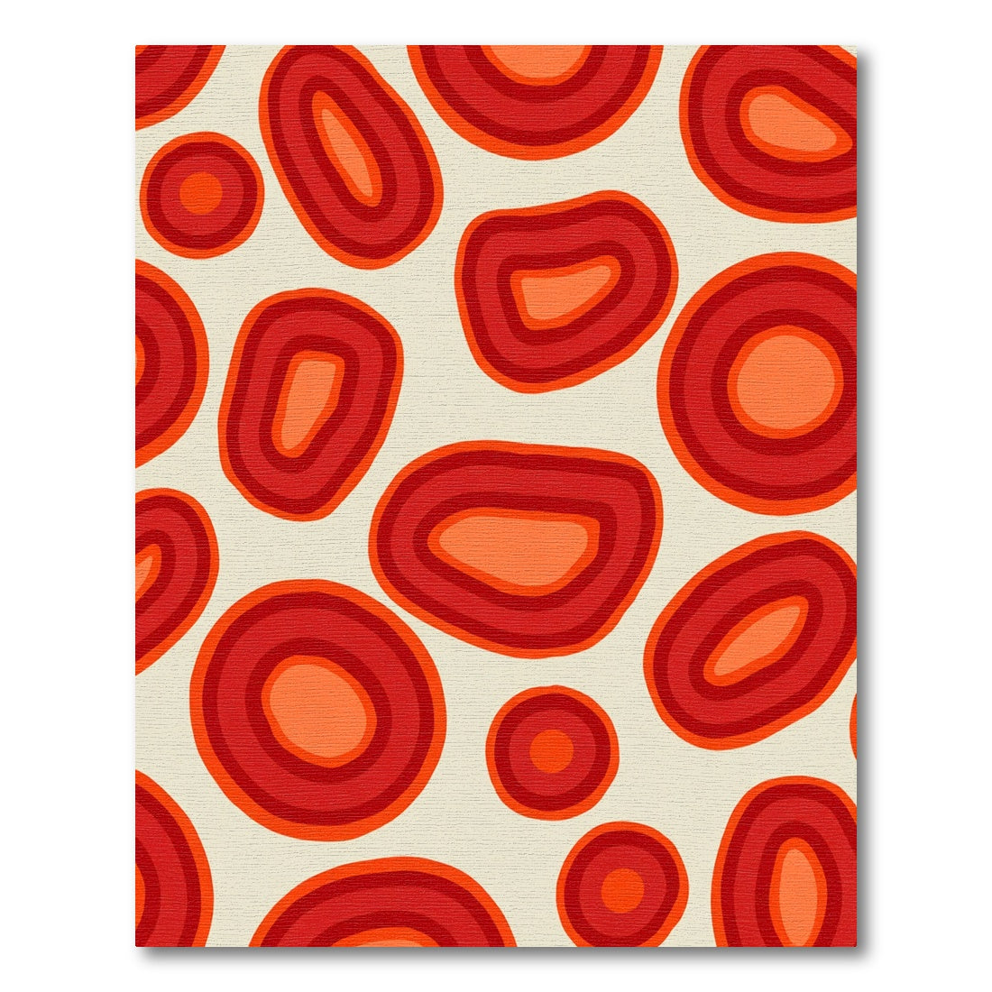 Retro Crimson Orange Blob Composition Rug