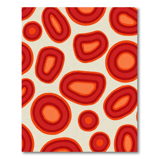 Retro Crimson Orange Blob Composition Rug