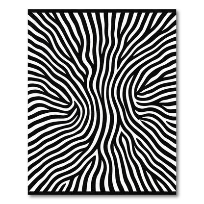 Black White Wavy Stripe Abstract Rug