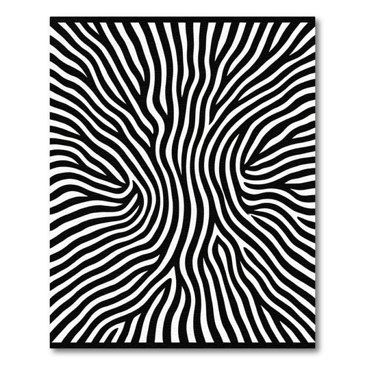 Black White Wavy Stripe Abstract Rug
