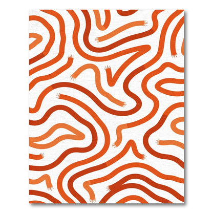 Warm Orange Wavy Lines Rug