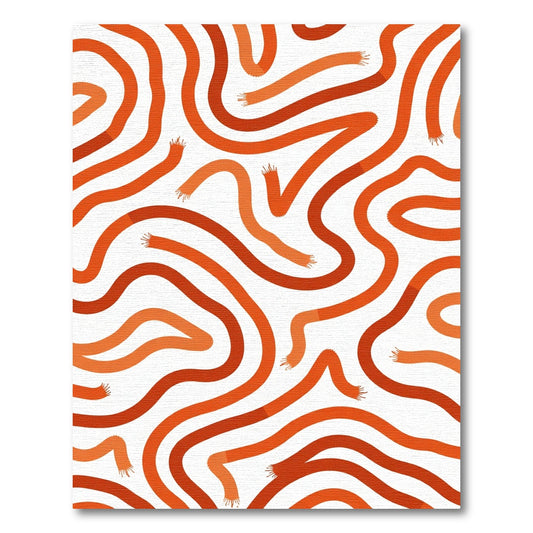 Warm Orange Wavy Lines Rug
