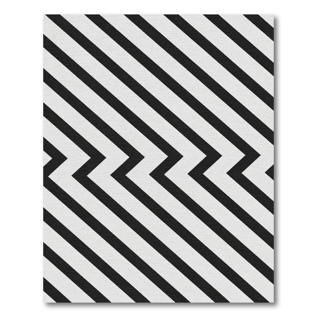 Black White Chevron Diagonal Stripes Rug