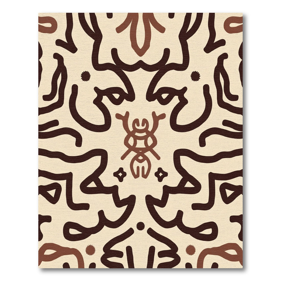 Earthy Brown Abstract Figure Repeating Rug