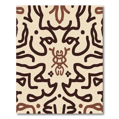 Earthy Brown Abstract Figure Repeating Rug