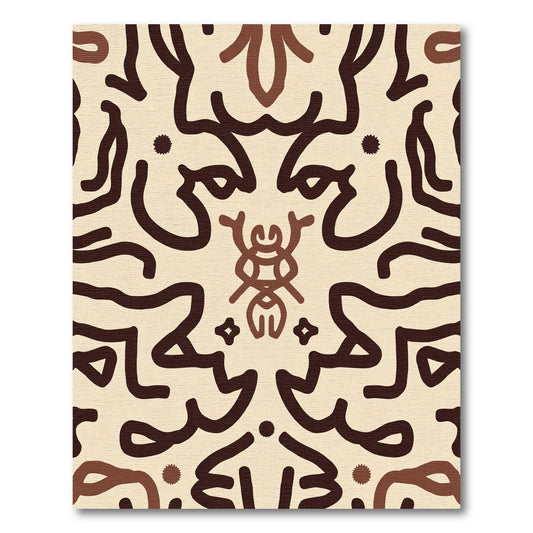 Earthy Brown Abstract Figure Repeating Rug
