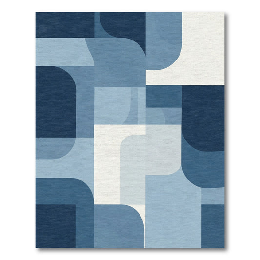 Mid-Century Blue Geometric Abstract Rug