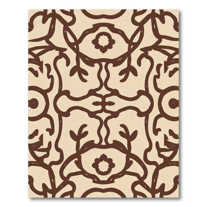 Brown Floral Scrollwork Symmetry Rug