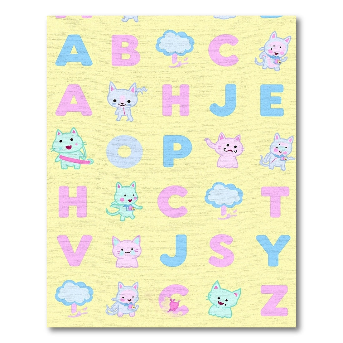Playful Alphabet Cats Bright Yellow Rug