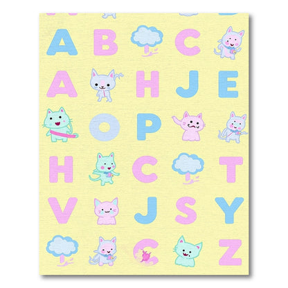 Playful Alphabet Cats Bright Yellow Rug