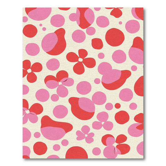 Retro Pink Red Floral Dot Rug