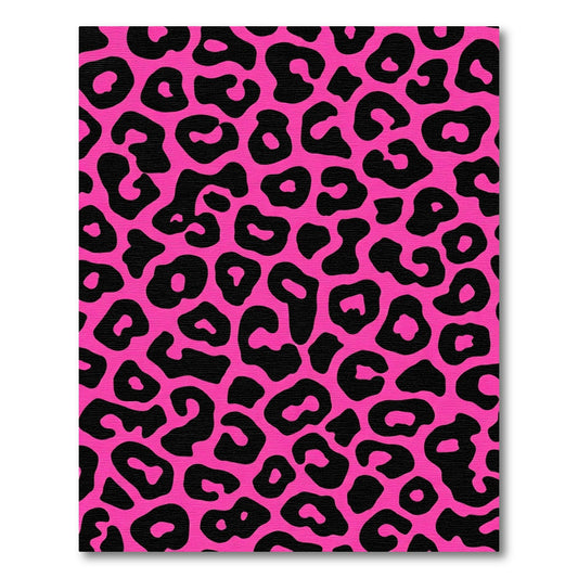 Bold Pink Black Leopard Print Rug