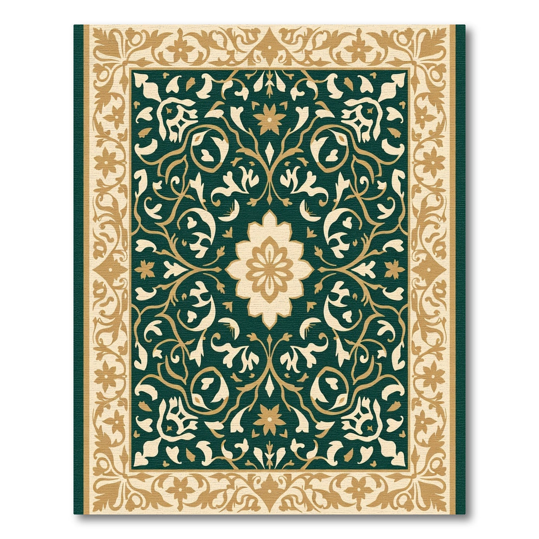 Deep Emerald Botanical Scrollwork Rug