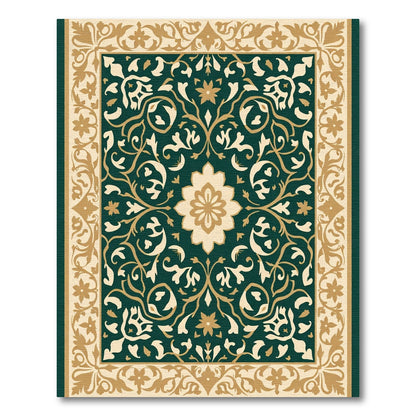 Deep Emerald Botanical Scrollwork Rug