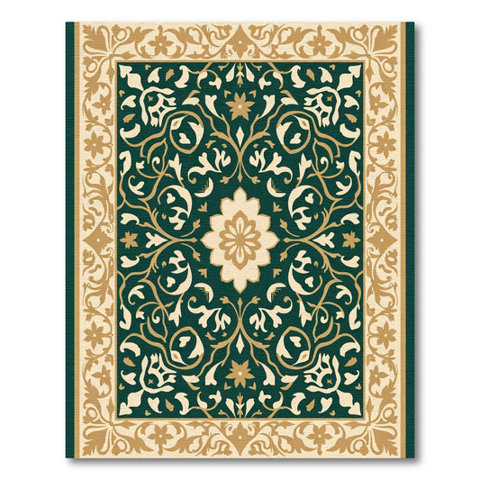 Deep Emerald Botanical Scrollwork Rug