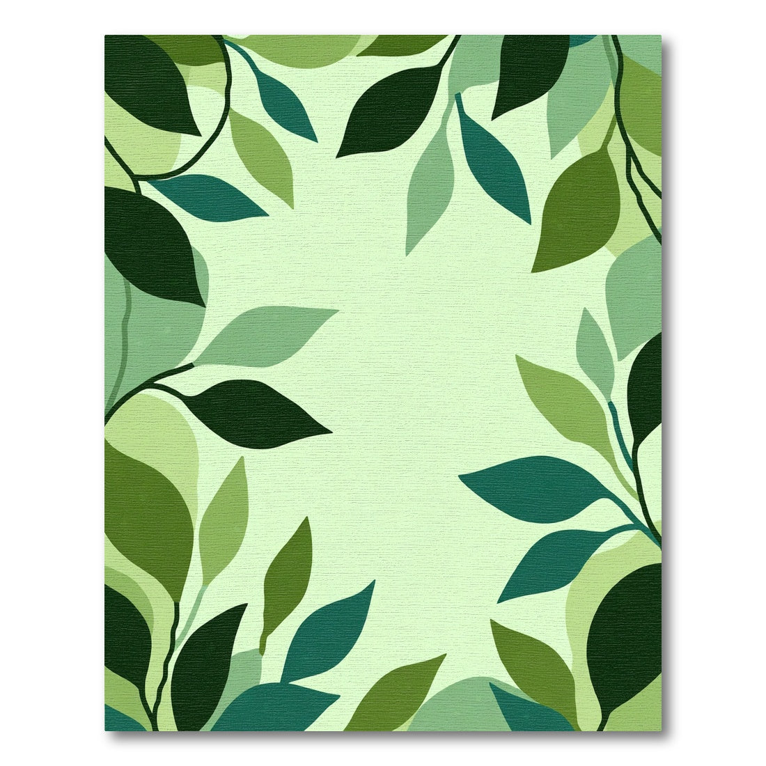 Vibrant Green Lush Foliage Framing Rug
