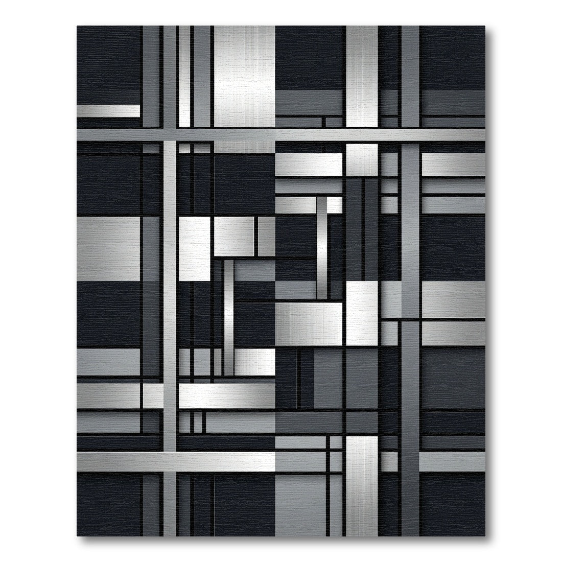 Modern Grayscale Geometric Composition Rug