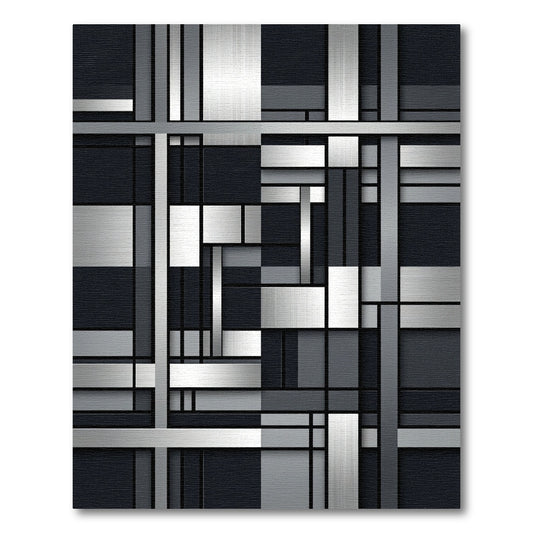 Modern Grayscale Geometric Composition Rug
