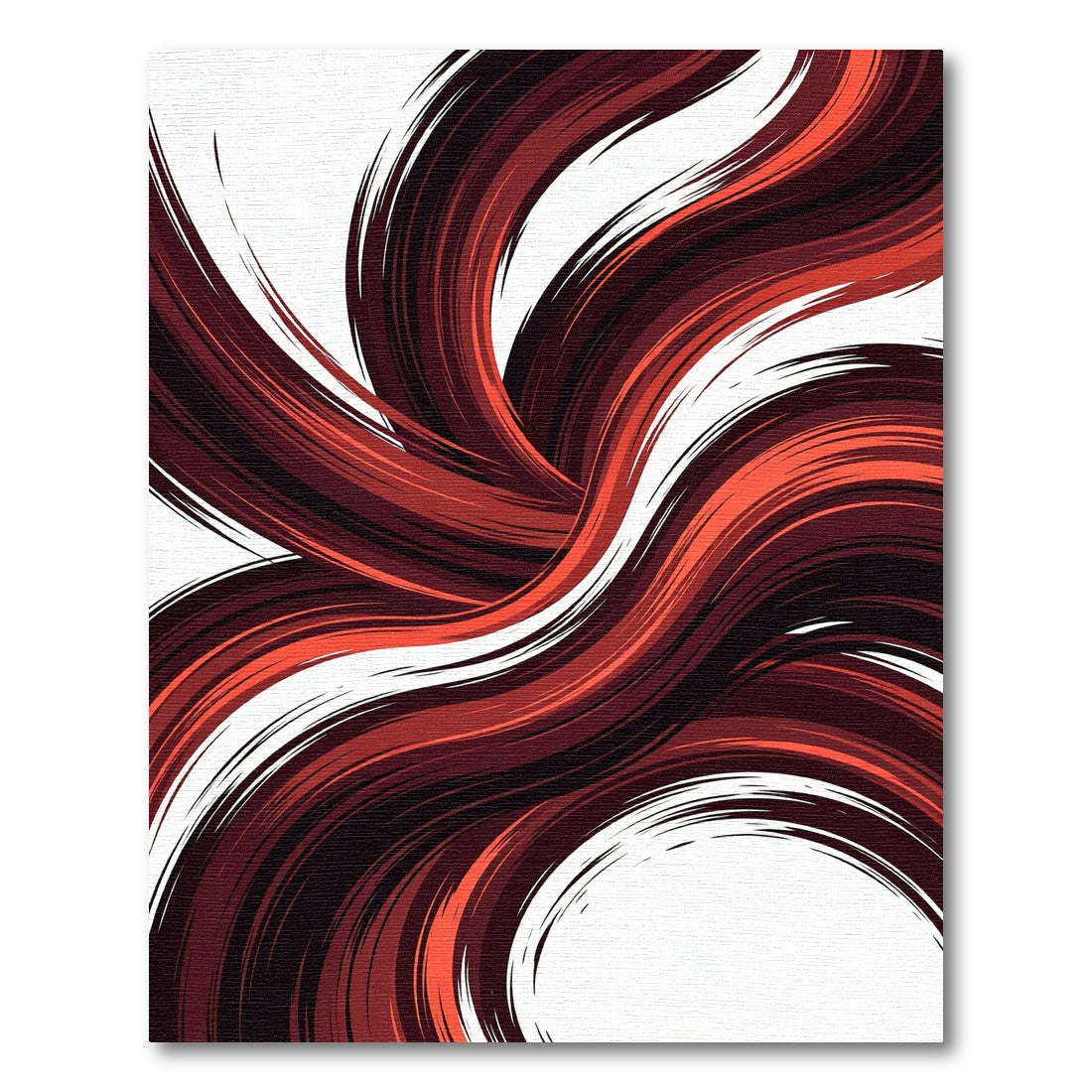 Crimson Flowing Abstract Waves Rug