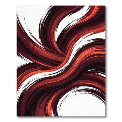 Crimson Flowing Abstract Waves Rug