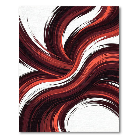 Crimson Flowing Abstract Waves Rug