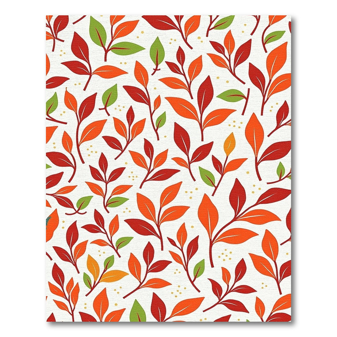Vibrant Red Orange Green Leaves Rug