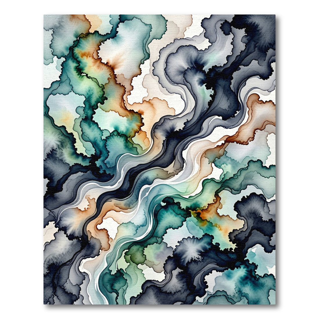 Abstract Teal And Amber Swirl Rug