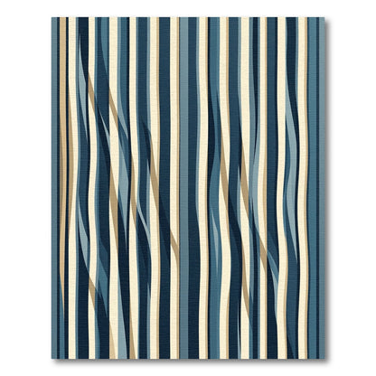 Modern Blue Wave Vertical Stripe Rug