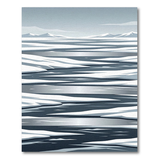 Minimalist Arctic Ice Abstract Landscape Rug