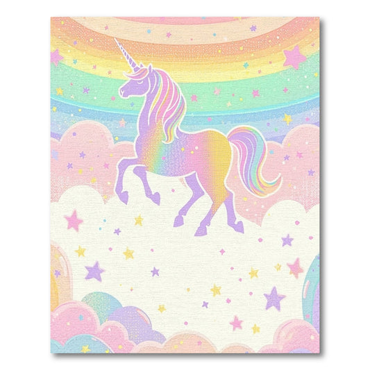 Whimsical Unicorn Rainbow Stars Clouds Rug 2