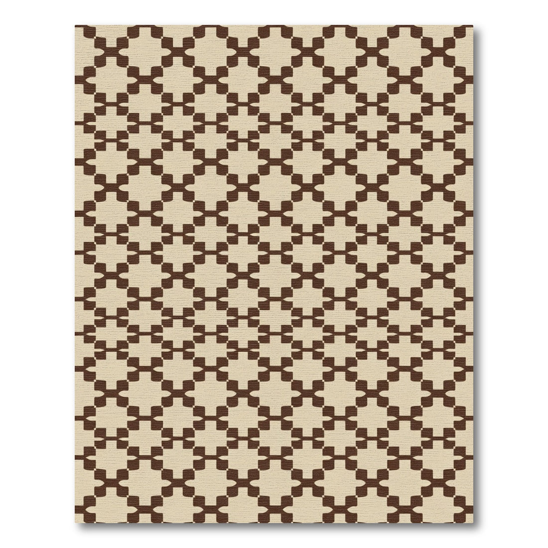 Brown Ivory Lattice Geometric Rug