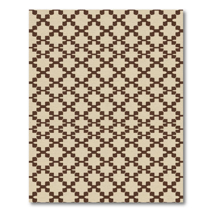Brown Ivory Lattice Geometric Rug