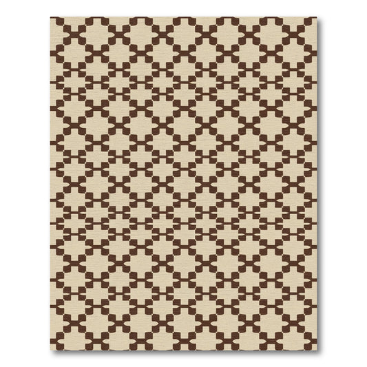 Brown Ivory Lattice Geometric Rug