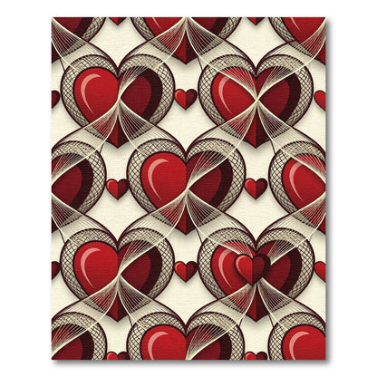 Romantic Crimson Heart Lattice Tapestry Rug