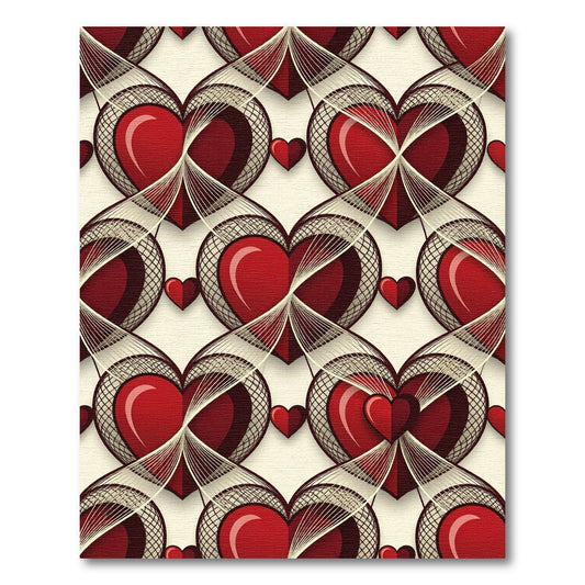 Romantic Crimson Heart Lattice Tapestry Rug