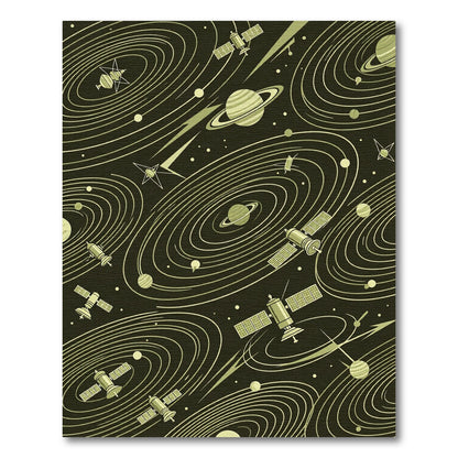 Olive Space Satellites Galactic Swirls Rug