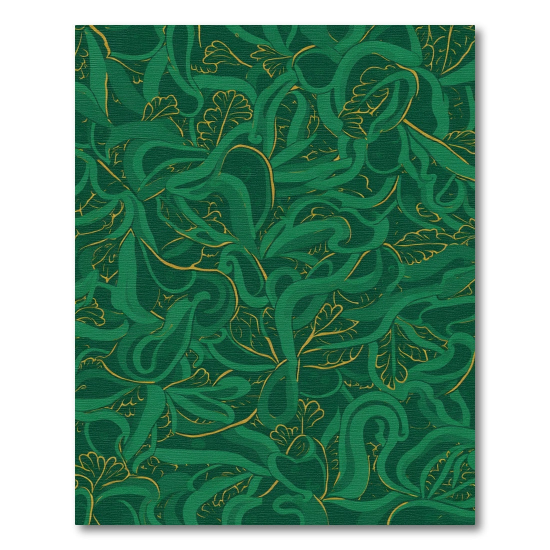 Emerald Green Floral Swirl Abstract Rug