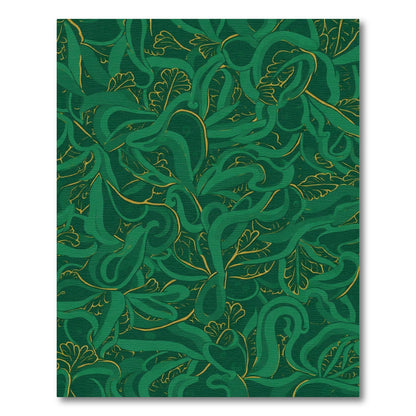 Emerald Green Floral Swirl Abstract Rug