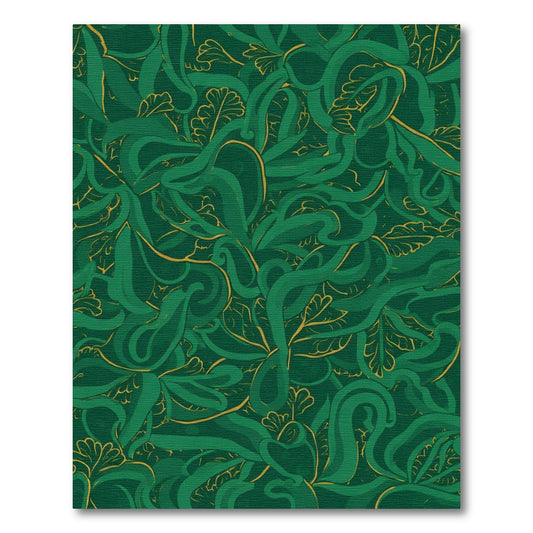 Emerald Green Floral Swirl Abstract Rug