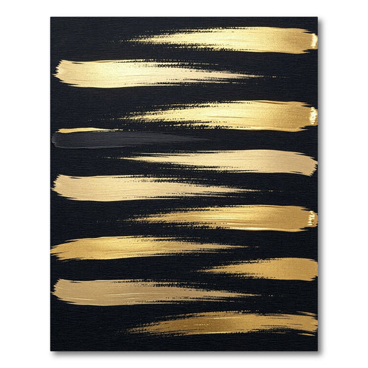 Modern Golden Abstract Brush Stroke Rug
