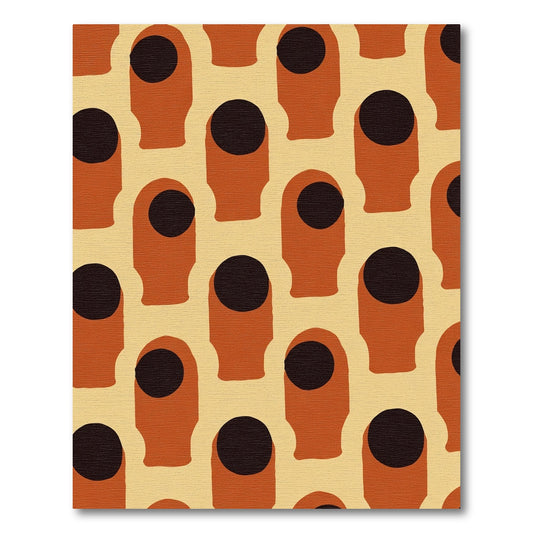 Abstract Ochre Head Silhouette Pattern Rug