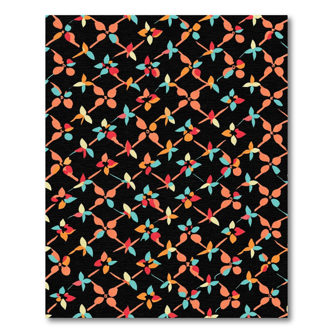 Modern Colorful Floral Lattice Rug