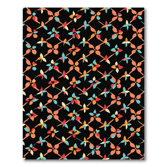 Modern Colorful Floral Lattice Rug