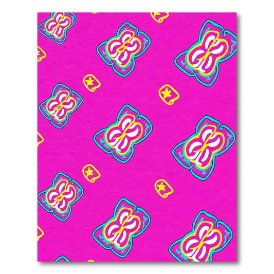 Bright Pink Floral Abstract Swirl Rug
